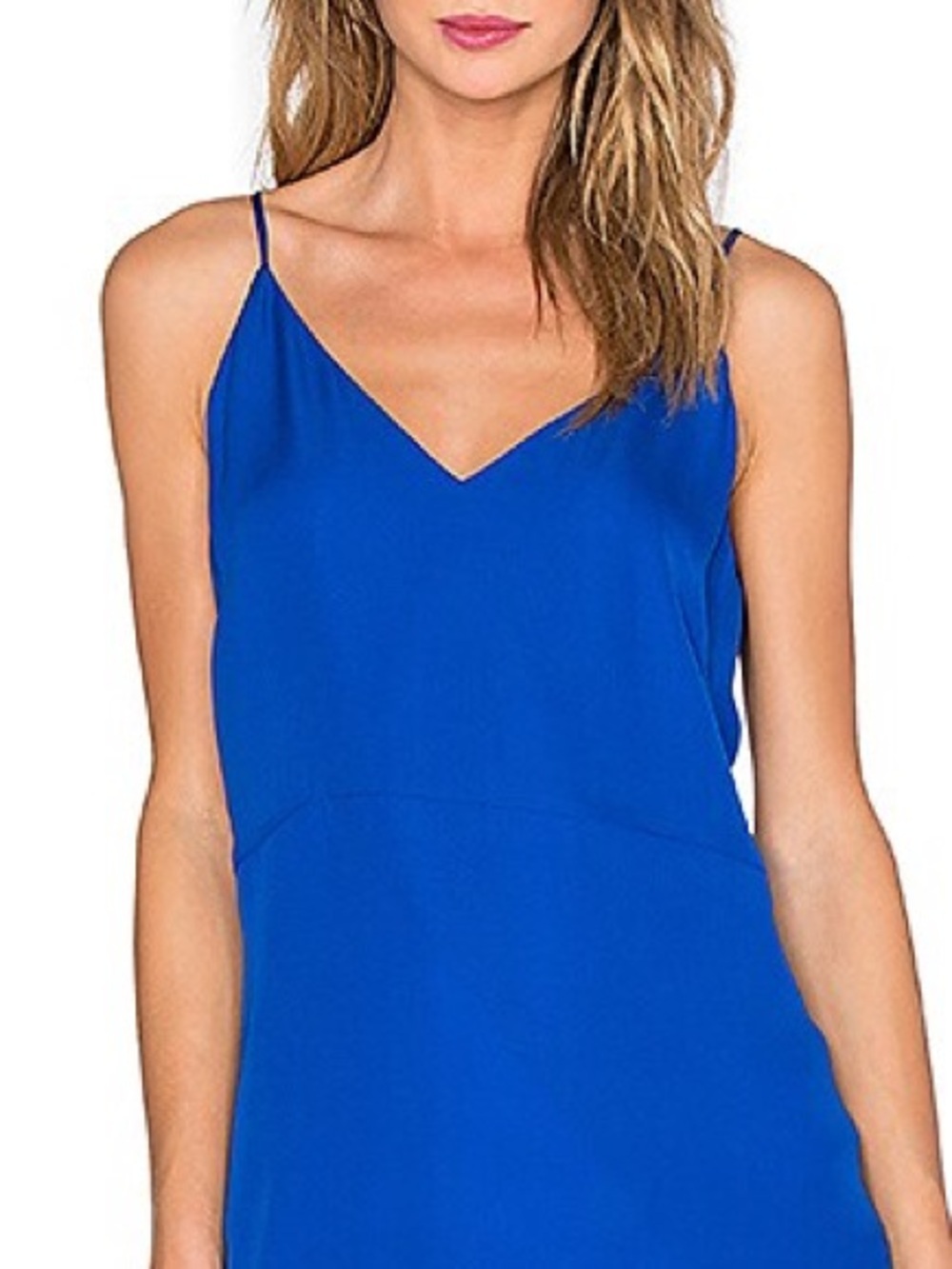 MICHELLE MASON 100% Silk Blue Lace-Back Open Sheer Cami Tank Top Sz 0 = XS